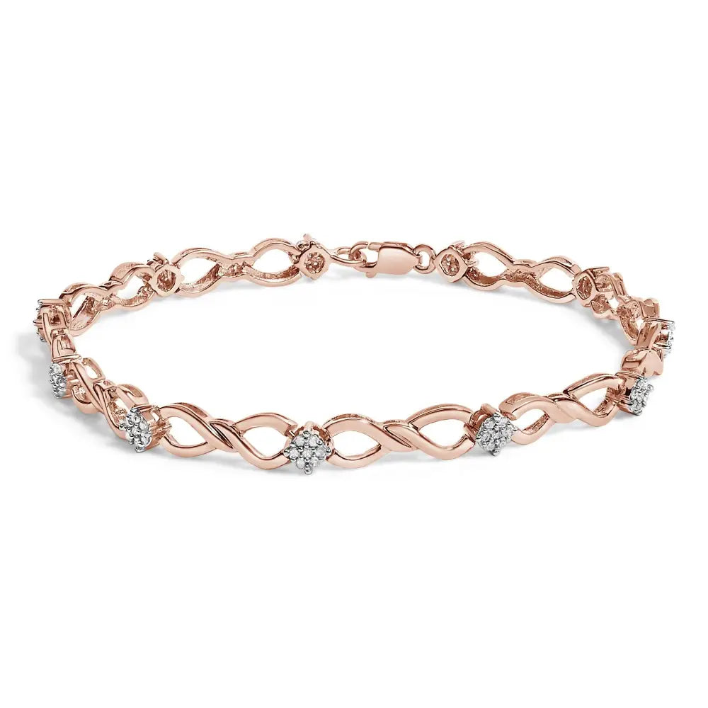 1/2 Cttw Diamond Infinity Link Bracelet in Rose Gold Plated Silver
