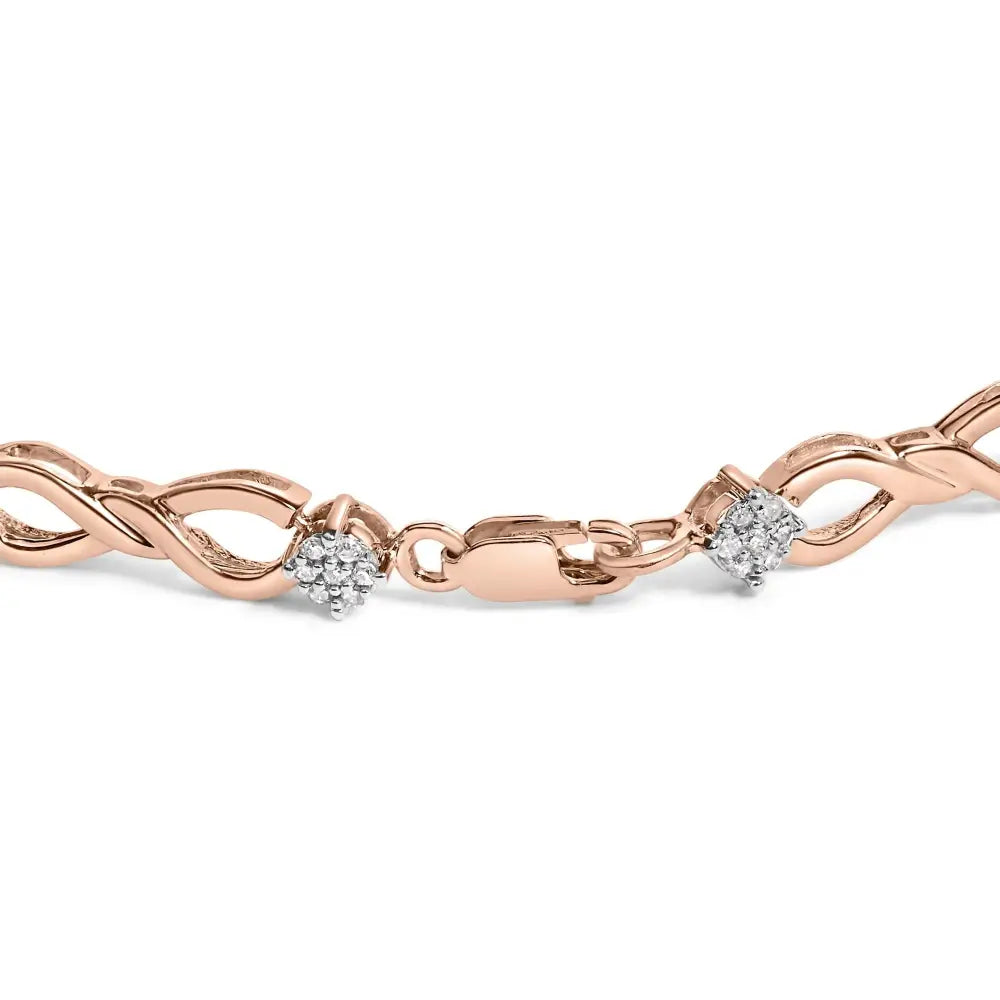 1/2 Cttw Diamond Infinity Link Bracelet in Rose Gold Plated Silver