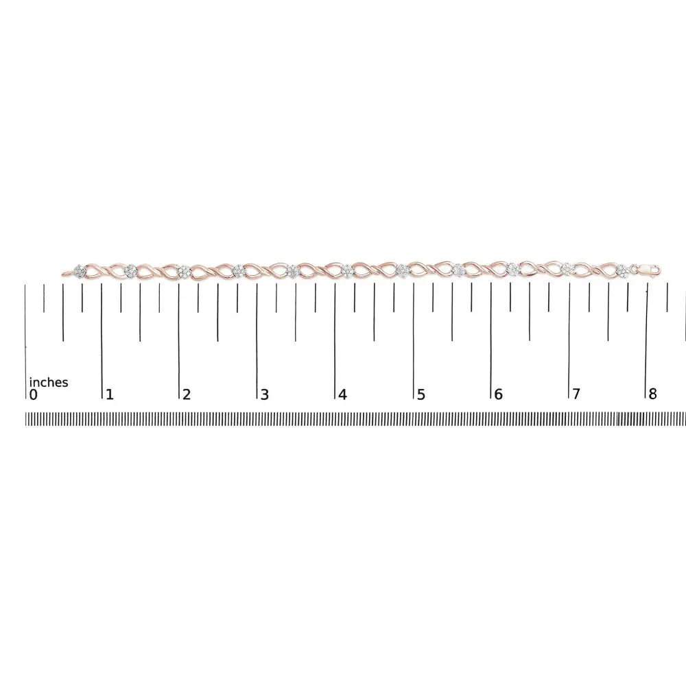 1/2 Cttw Diamond Infinity Link Bracelet in Rose Gold Plated Silver