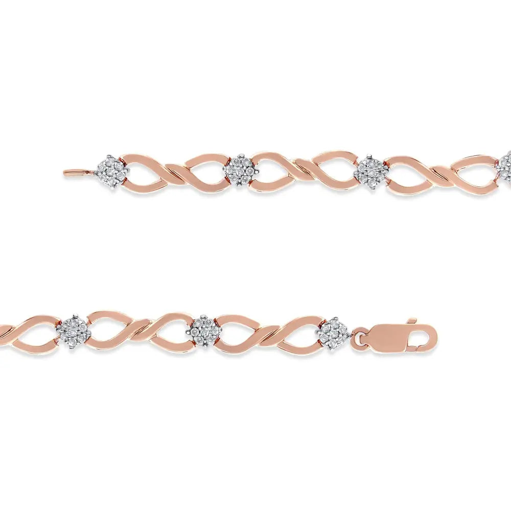 1/2 Cttw Diamond Infinity Link Bracelet in Rose Gold Plated Silver