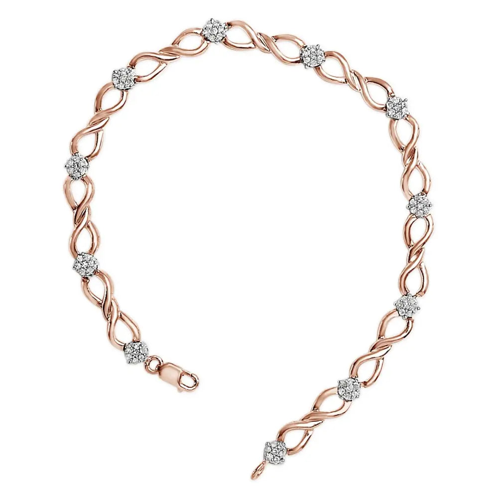 1/2 Cttw Diamond Infinity Link Bracelet in Rose Gold Plated Silver