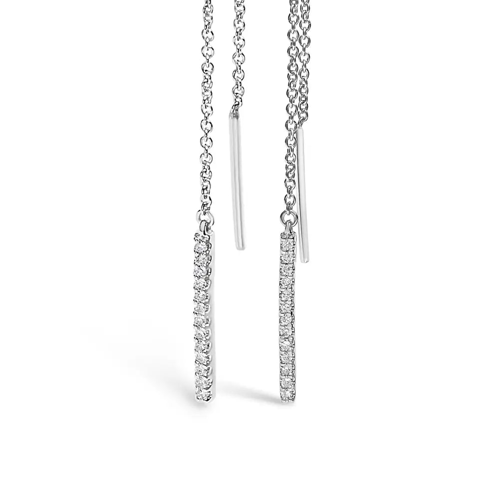 1/10 Cttw Diamond Threader Earrings in 10K White Gold