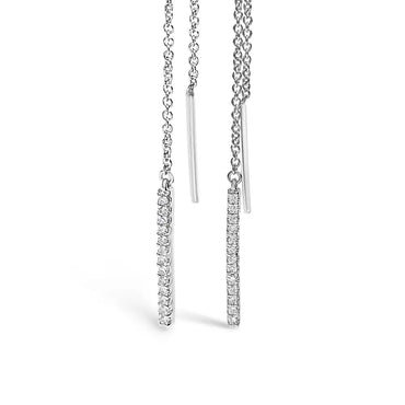 1/10 Cttw Diamond Threader Earrings in 10K White Gold