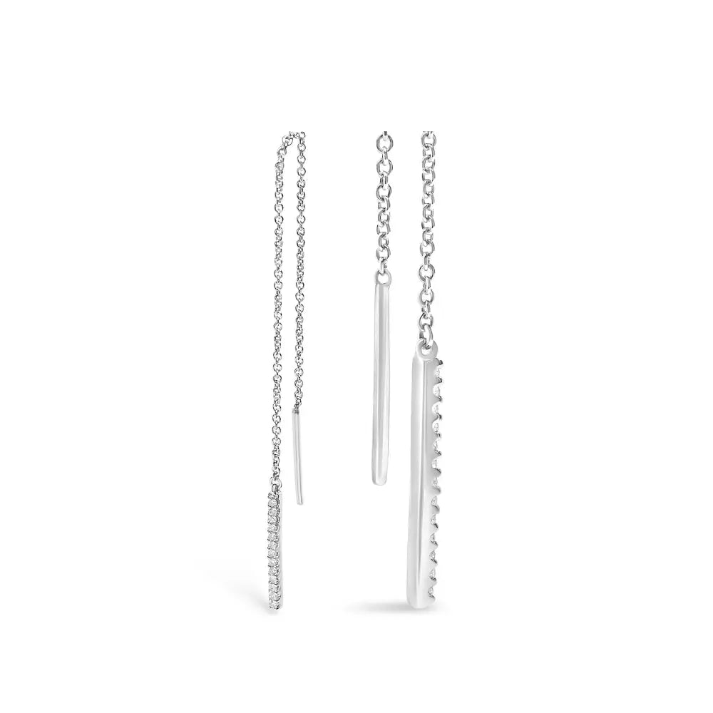 1/10 Cttw Diamond Threader Earrings in 10K White Gold
