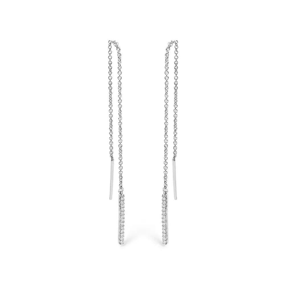 1/10 Cttw Diamond Threader Earrings in 10K White Gold