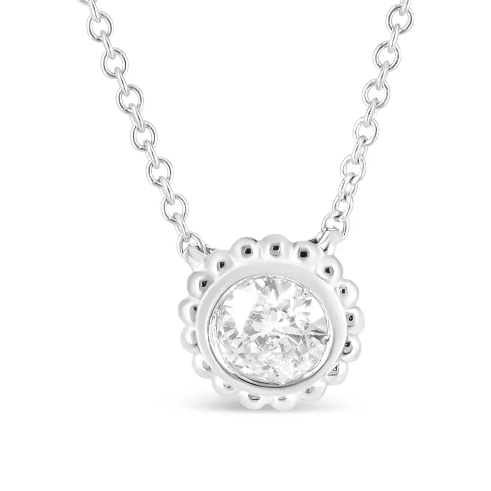 1/2 Cttw Round Diamond Sunflower Pendant Necklace in 10K White Gold