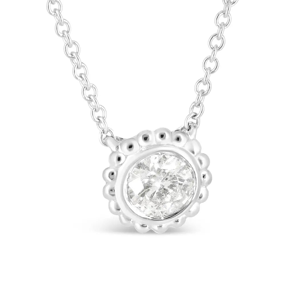 1/2 Cttw Round Diamond Sunflower Pendant Necklace in 10K White Gold
