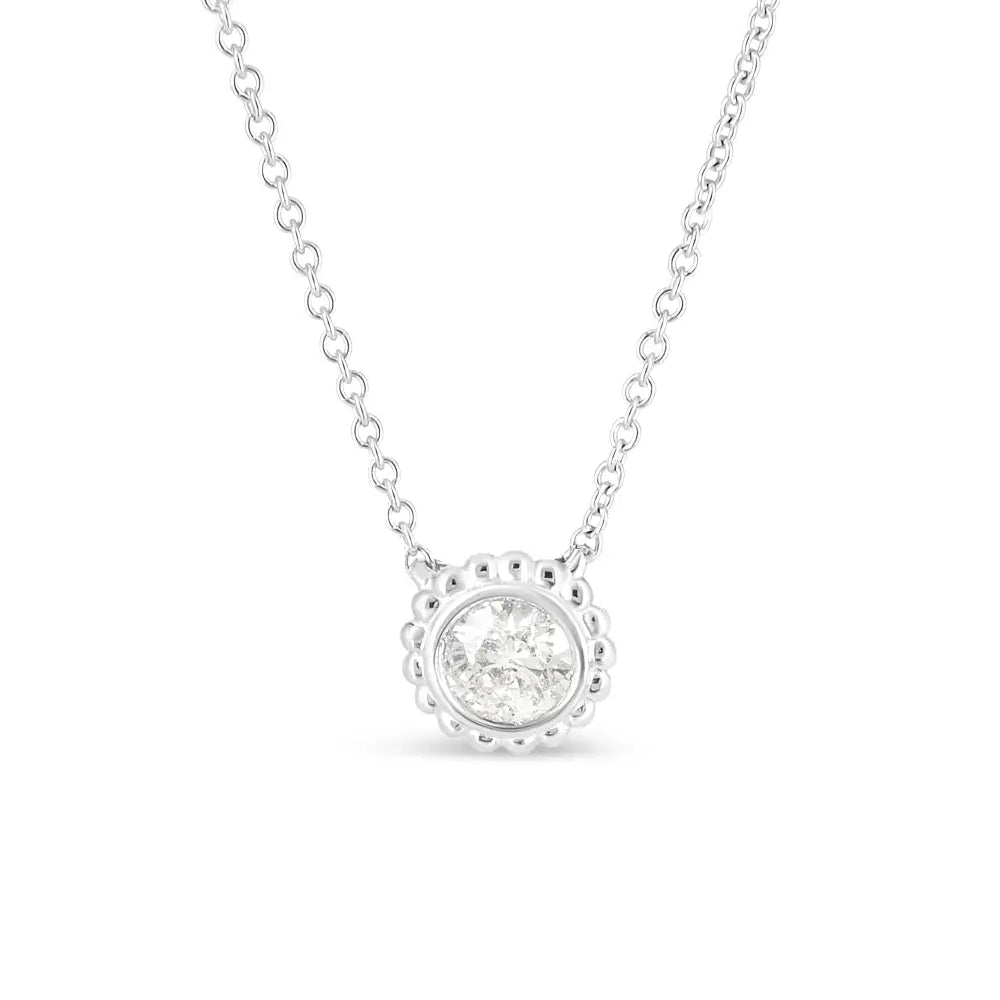 1/2 Cttw Round Diamond Sunflower Pendant Necklace in 10K White Gold