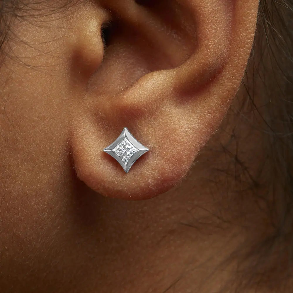 1/2 cttw Invisible Set Princess Cut Diamond Studs in 10K White Gold