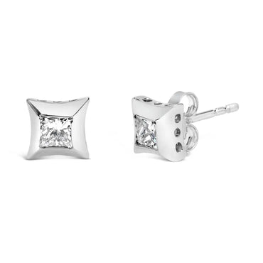 1/2 cttw Invisible Set Princess Cut Diamond Studs in 10K White Gold