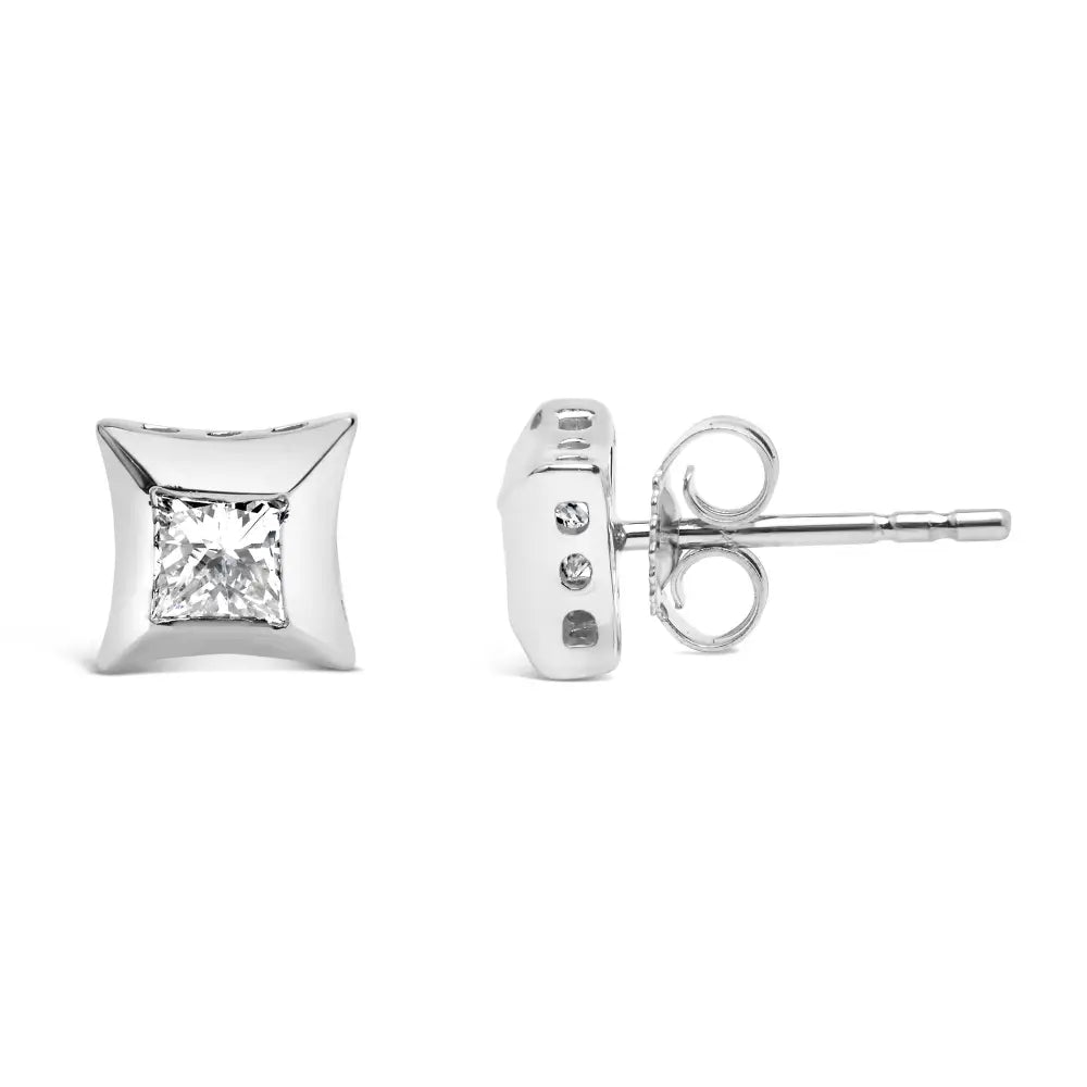 1/2 cttw Invisible Set Princess Cut Diamond Studs in 10K White Gold
