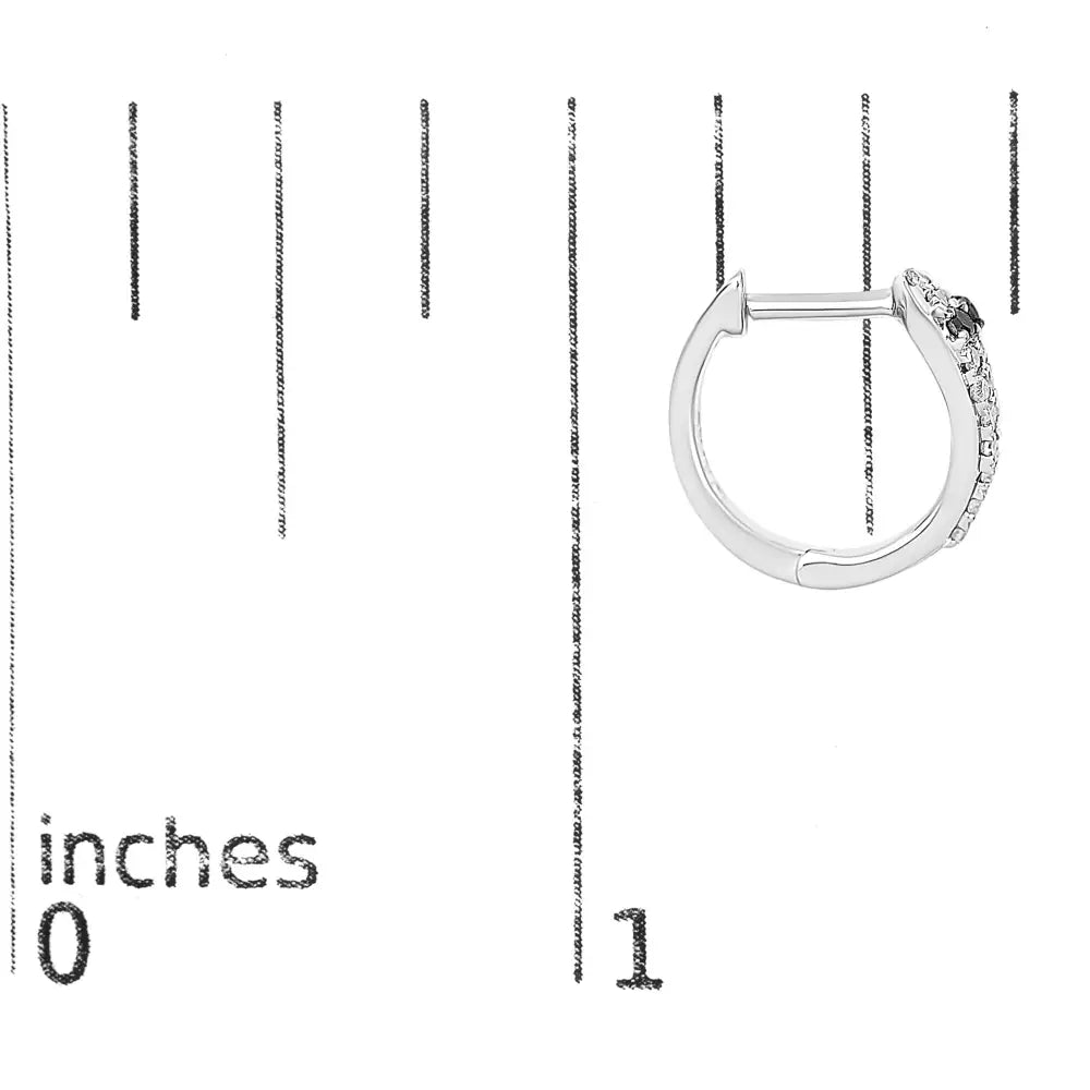Diamond Snake Eye Halo Huggy Hoop Earrings in 10K White Gold 1/5 cttw