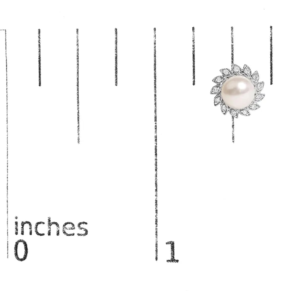 10K White Gold South Sea Pearl and Diamond Halo Stud Earrings