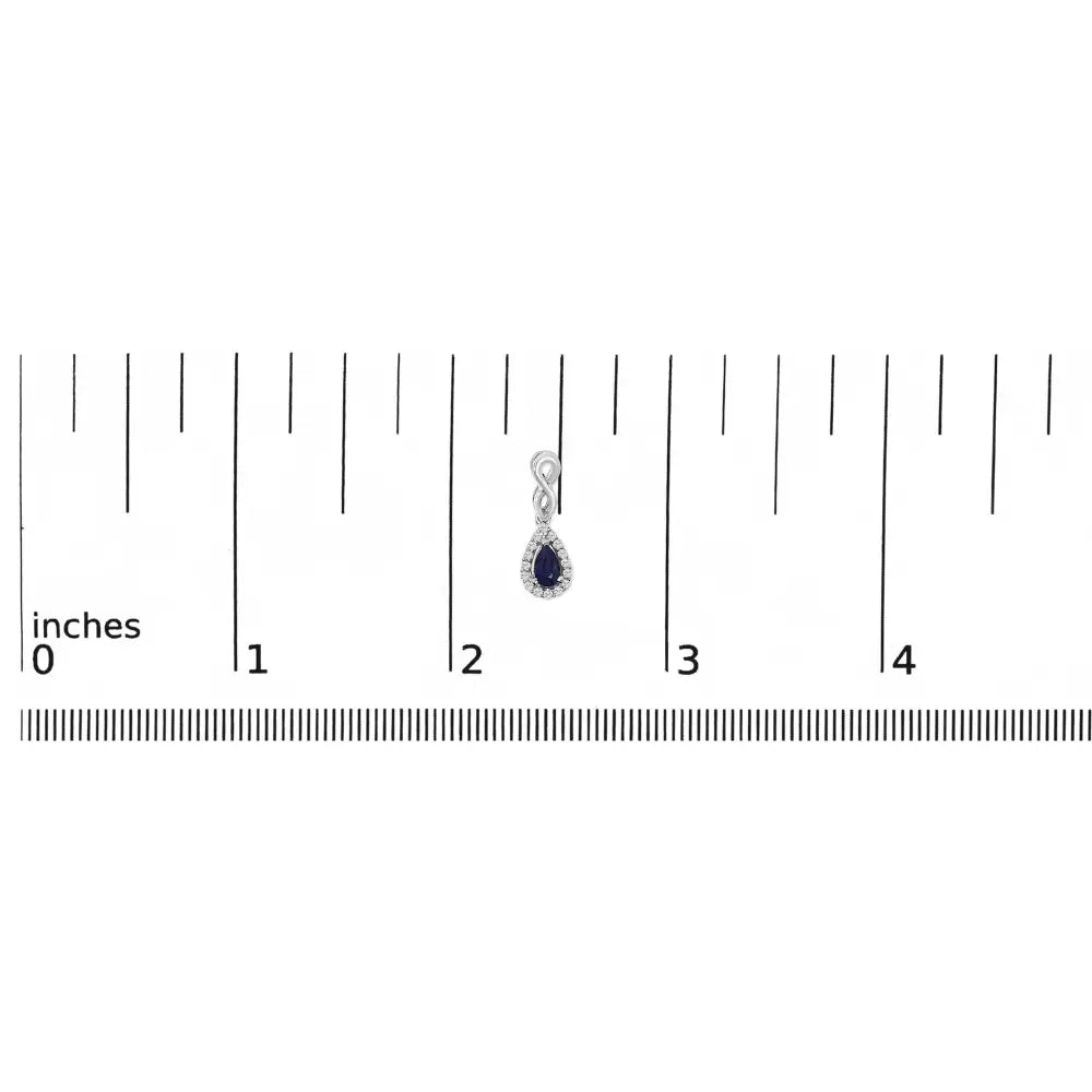 Blue Sapphire and 1/7 CTTW Diamond Infinity Drop Earrings in 10K White Gold
