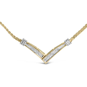 1/2 Cttw Princess Cut Diamond V Shape Two Tone 10K Gold Franco Necklace