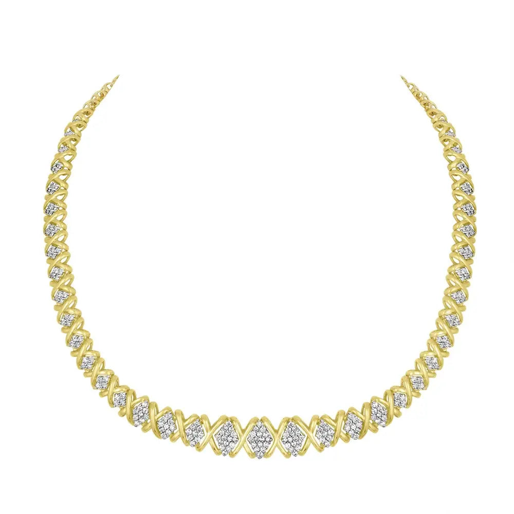 Graduated Round Diamond Riviera Necklace in 10K Yellow Gold 4.0 Cttw