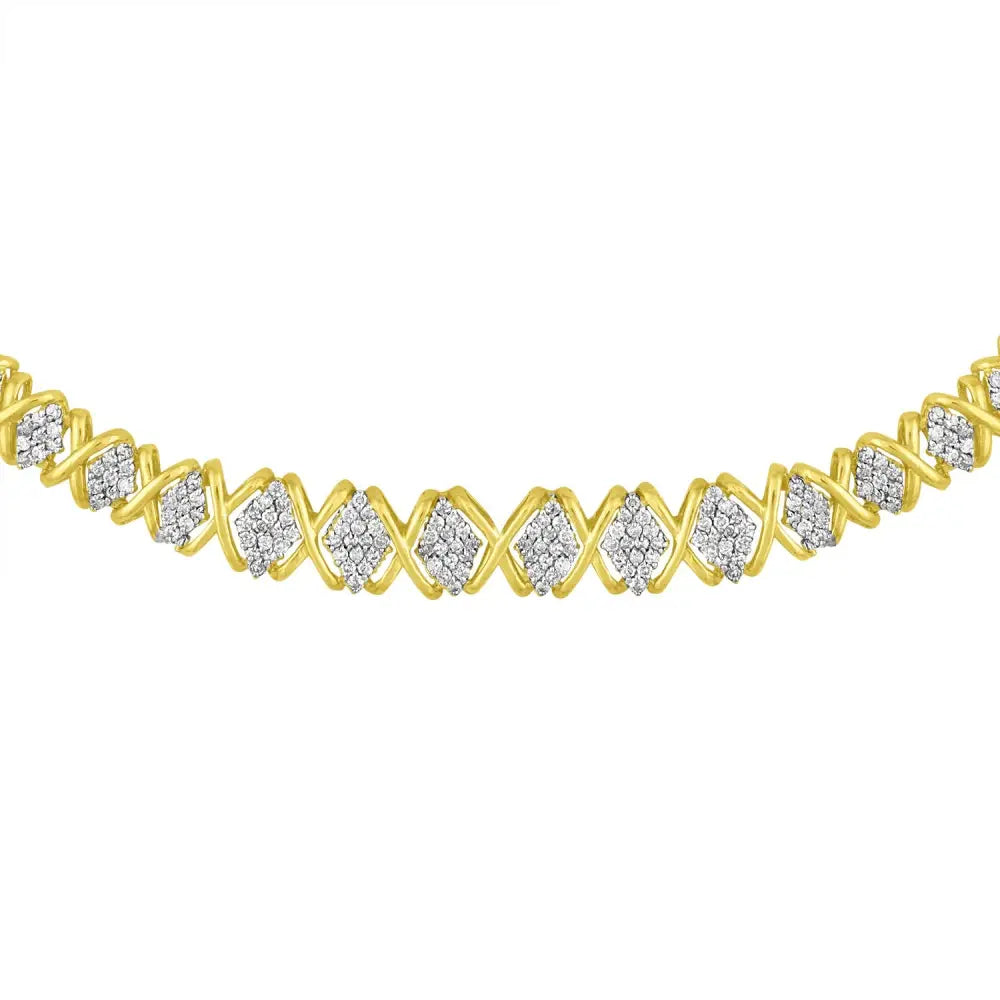 Graduated Round Diamond Riviera Necklace in 10K Yellow Gold 4.0 Cttw