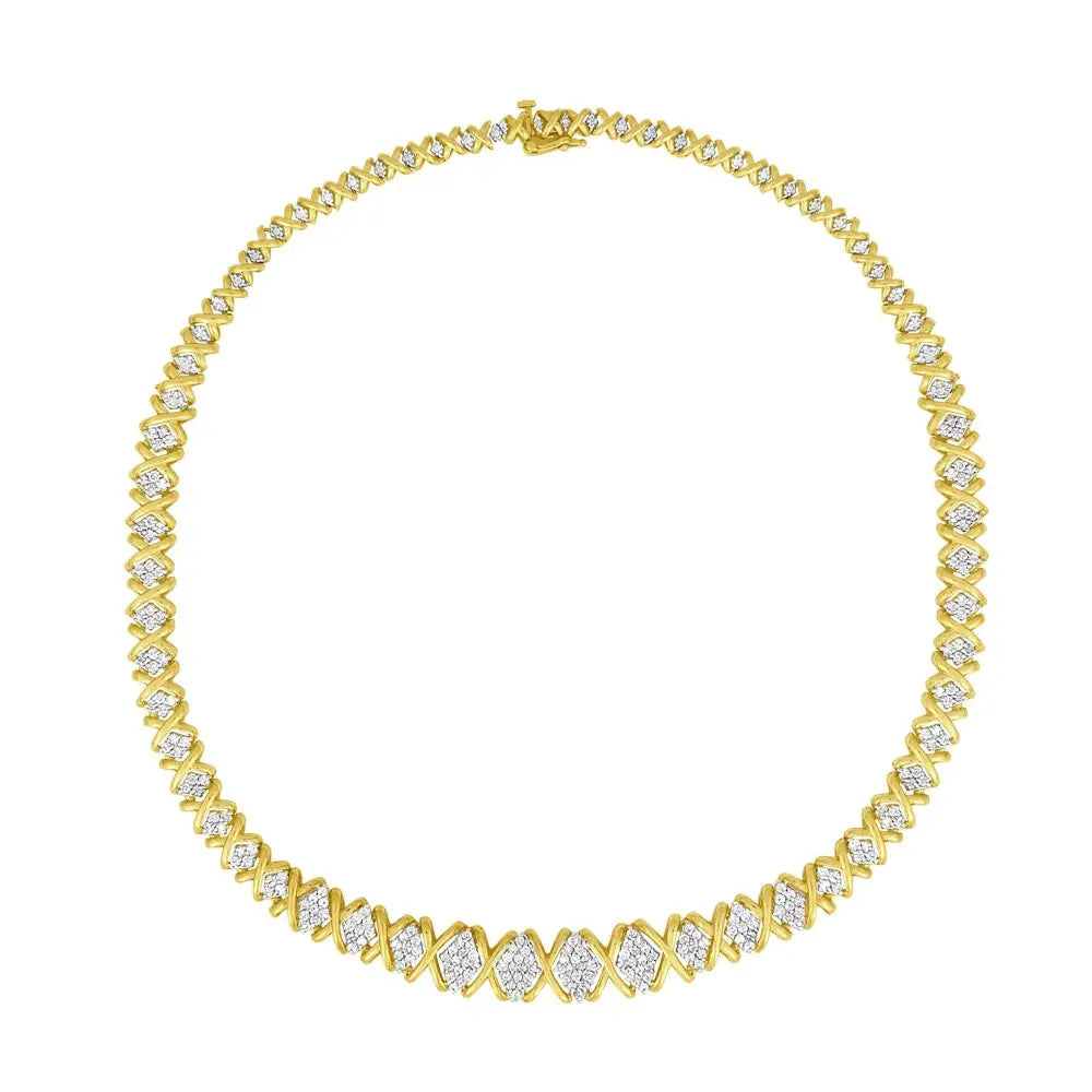 Graduated Round Diamond Riviera Necklace in 10K Yellow Gold 4.0 Cttw