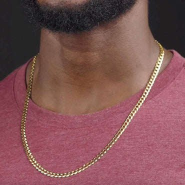 10k Yellow Gold 5MM Curb Chain Cuban Link Necklace 18"