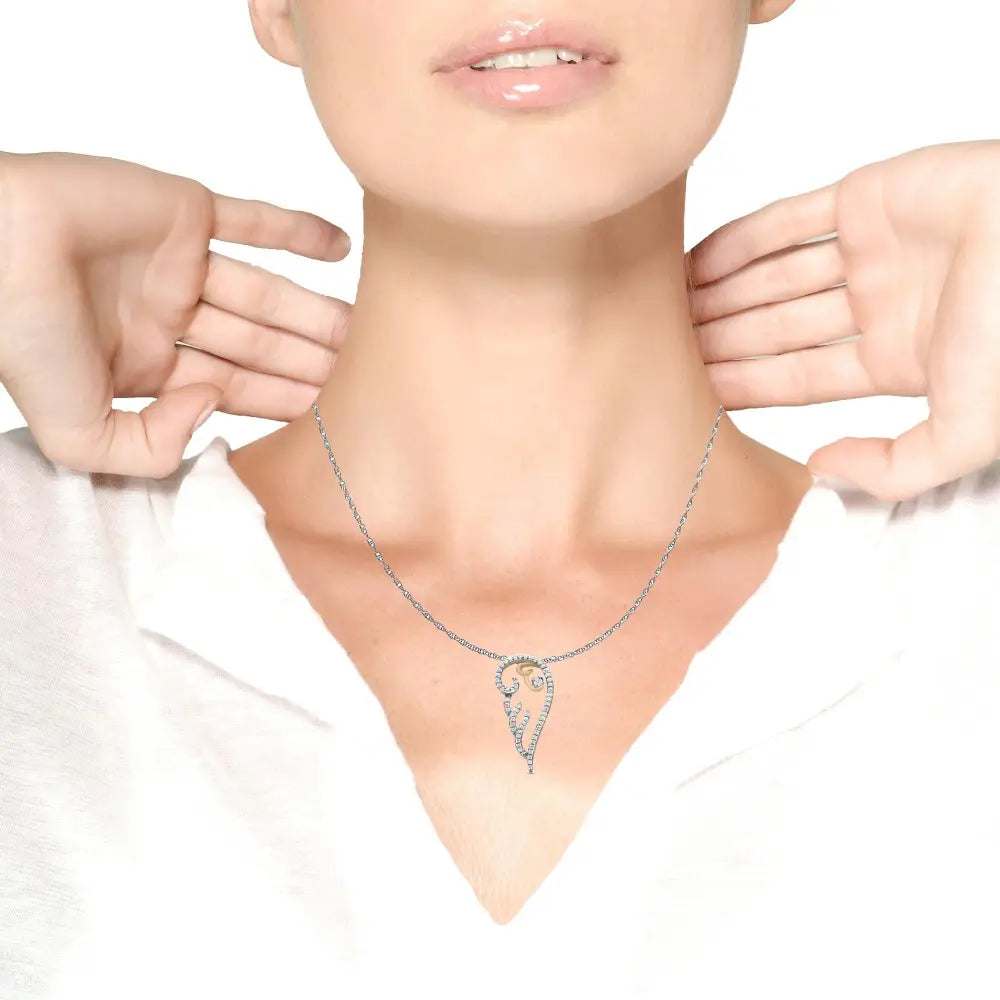 Diamond Angel Wing Pendant 1/4 Cttw in 10K Yellow Gold over Silver