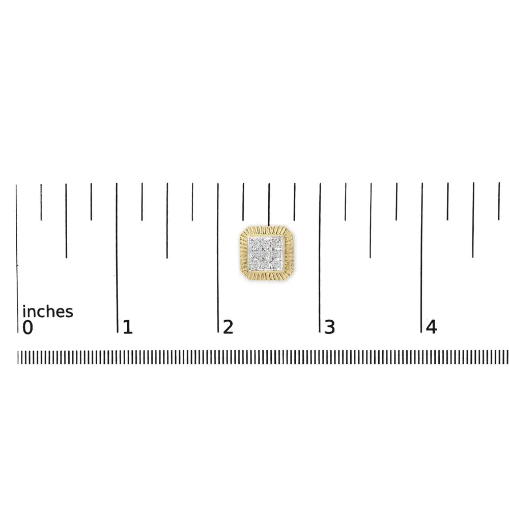 1/6 Cttw Diamond Square Textured Halo Stud Earrings in 10K Gold over Silver