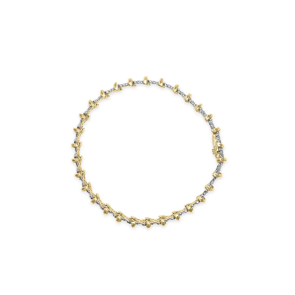 2.0 Cttw Diamond X-Cluster Link Bracelet in Yellow Gold over Silver 7 Inch