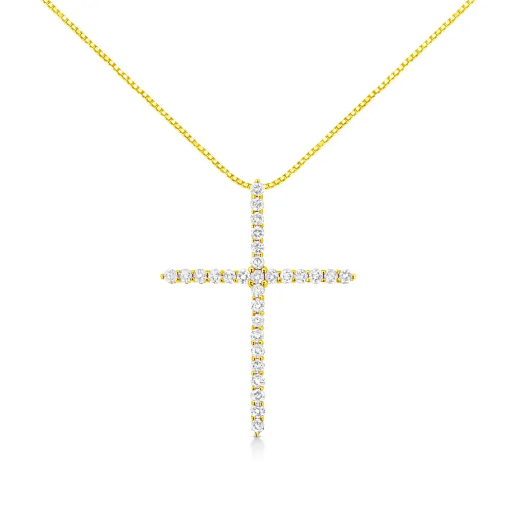3 Cttw Diamond Cross Pendant Necklace in Gold-Plated Sterling Silver