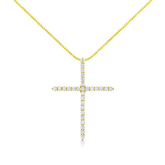 3 Cttw Diamond Cross Pendant Necklace in Gold-Plated Sterling Silver