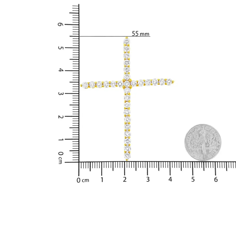 3 Cttw Diamond Cross Pendant Necklace in Gold-Plated Sterling Silver
