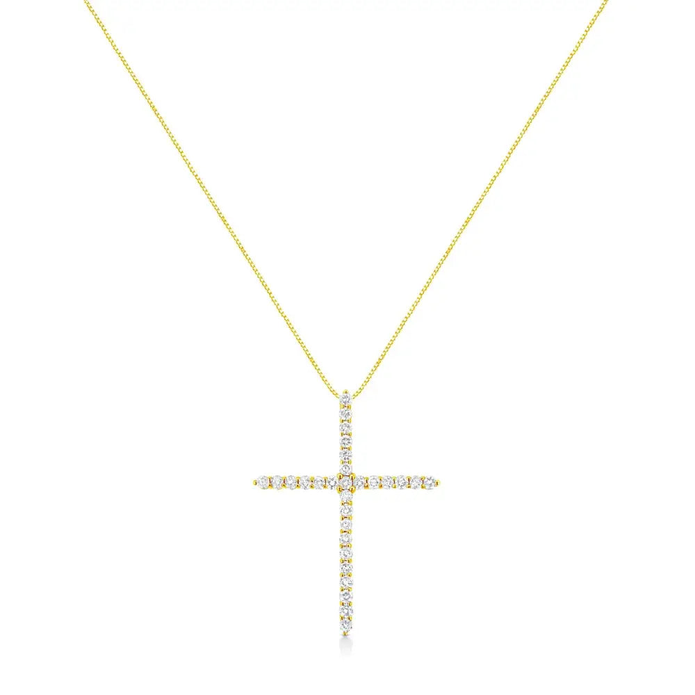 3 Cttw Diamond Cross Pendant Necklace in Gold-Plated Sterling Silver