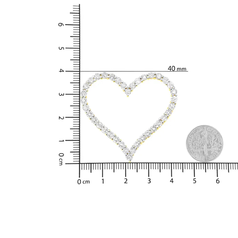 3 Cttw Natural Diamond Open Heart Pendant in 10K Gold Plated Silver 18 Inch