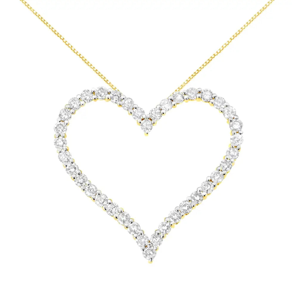3 Cttw Natural Diamond Open Heart Pendant in 10K Gold Plated Silver 18 Inch