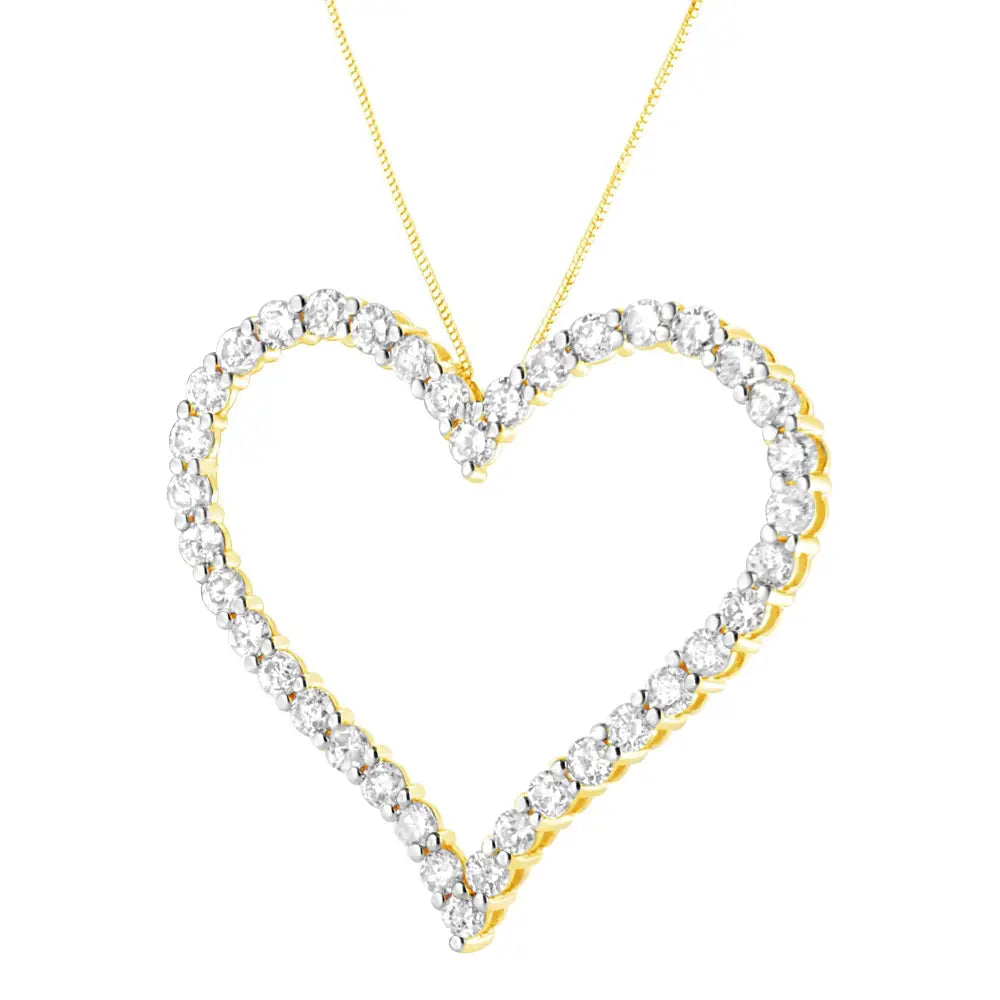 3 Cttw Natural Diamond Open Heart Pendant in 10K Gold Plated Silver 18 Inch