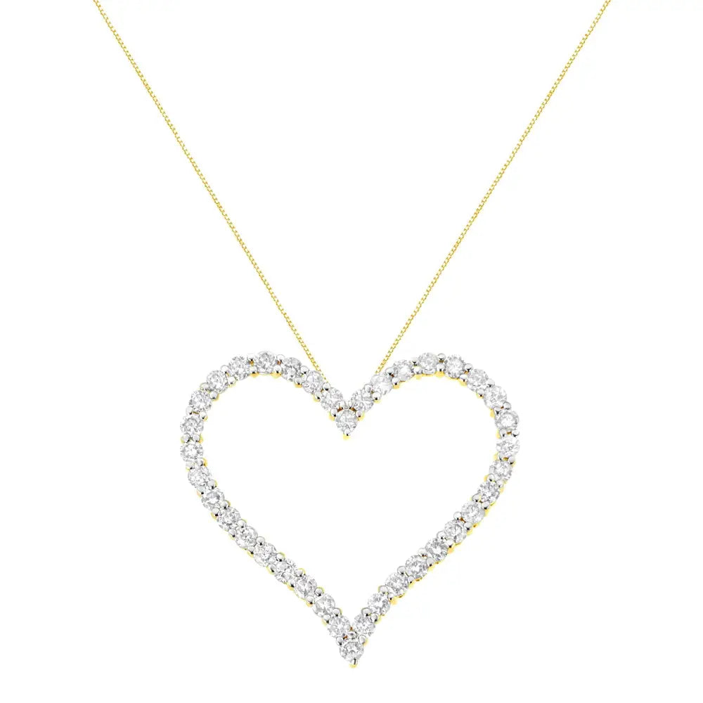 3 Cttw Natural Diamond Open Heart Pendant in 10K Gold Plated Silver 18 Inch