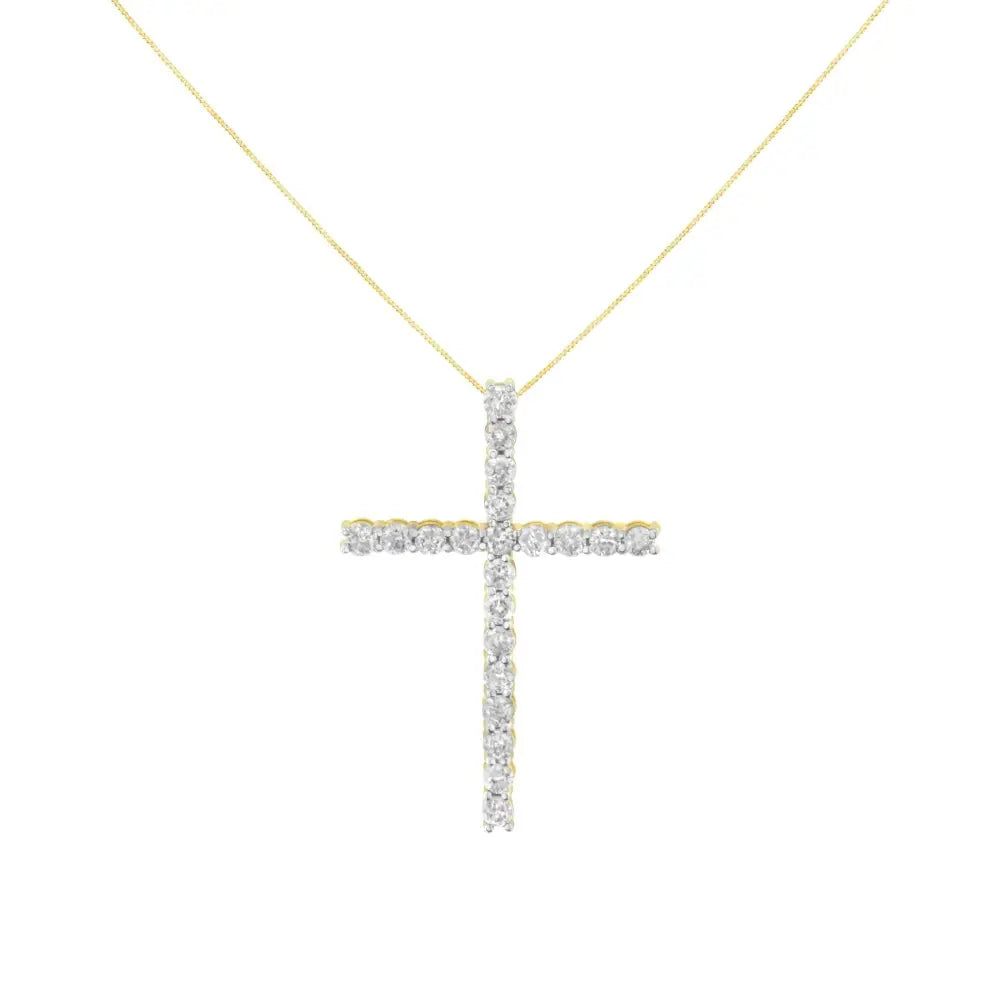 4 Cttw Diamond Cross Pendant Necklace in 10K Gold-Plated Silver