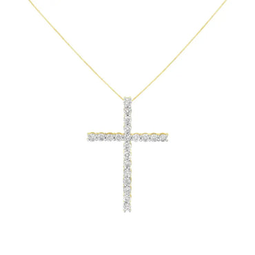 4 Cttw Diamond Cross Pendant Necklace in 10K Gold-Plated Silver