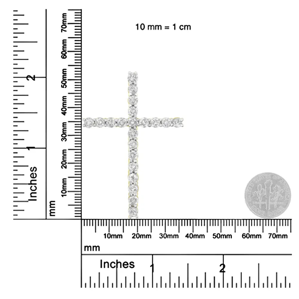4 Cttw Diamond Cross Pendant Necklace in 10K Gold-Plated Silver