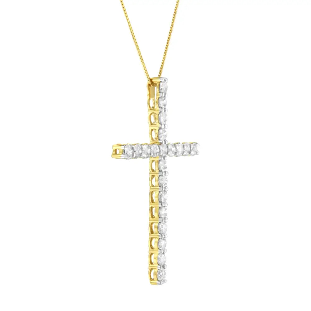 4 Cttw Diamond Cross Pendant Necklace in 10K Gold-Plated Silver