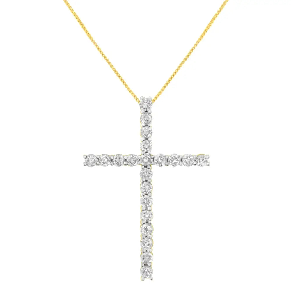 4 Cttw Diamond Cross Pendant Necklace in 10K Gold-Plated Silver
