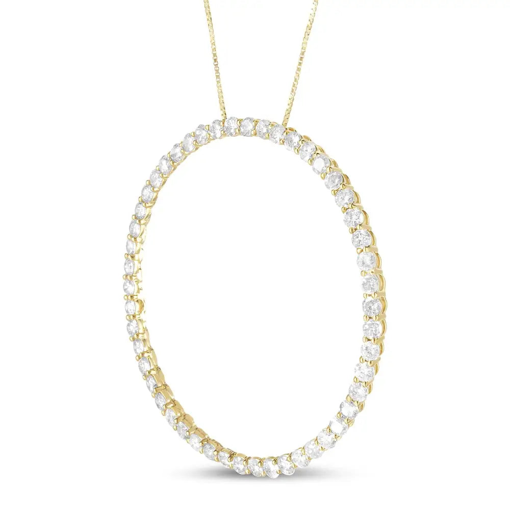 4.0 Cttw Diamond Circle Pendant in 10K Gold-Plated Sterling Silver