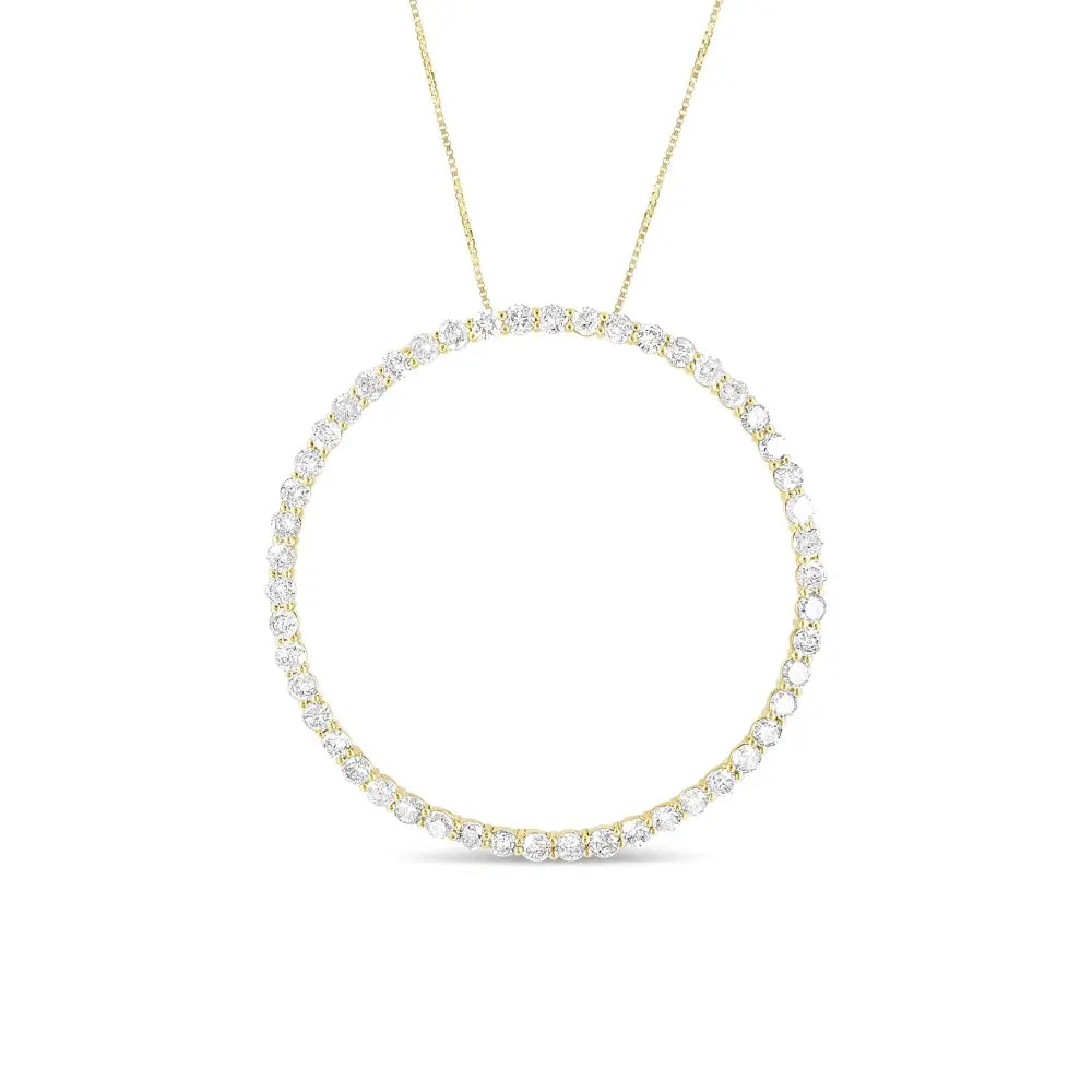 4.0 Cttw Diamond Circle Pendant in 10K Gold-Plated Sterling Silver