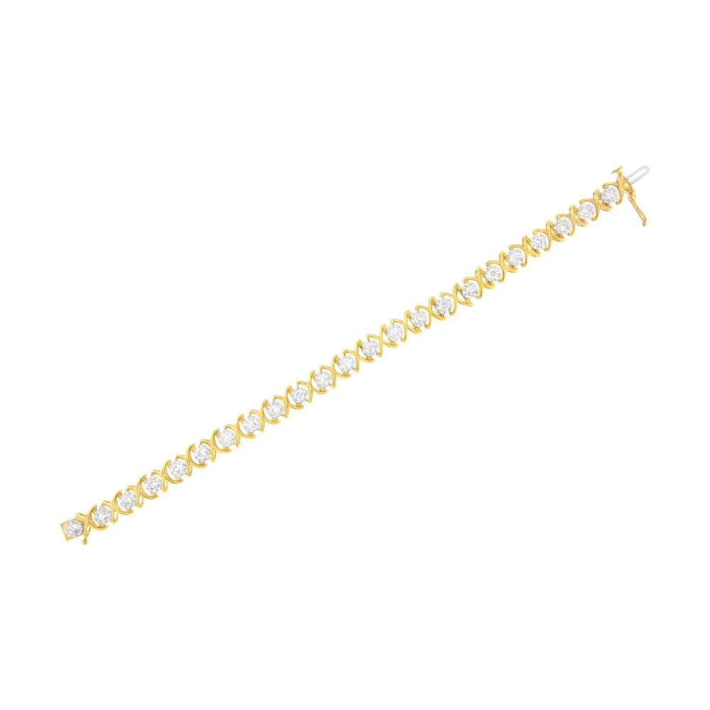 2.0 Cttw Diamond XOXO Link Bracelet in 10K Gold Plated Silver 7.25 Inch