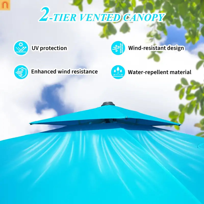 Patio Umbrella Cantilever Square Lake Blue 10 Ft UPF50 360 Rotation