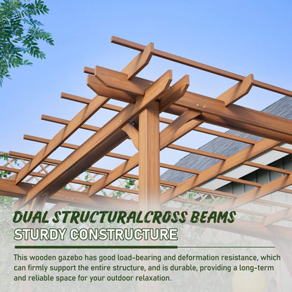 [10X12FT] Alora Premium Extra Large Outdoor Weather-Resistant Wooden Grape Pergola (SAK16278)