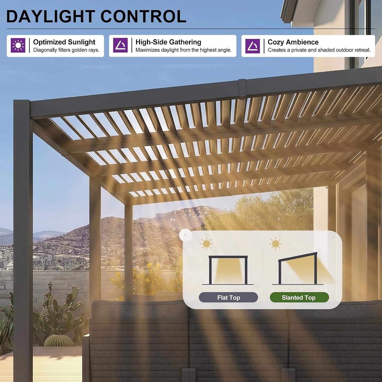 [10X20FT] Alora Modern Louvered Aluminum Pergola With Sloped Roof (SAK12034)