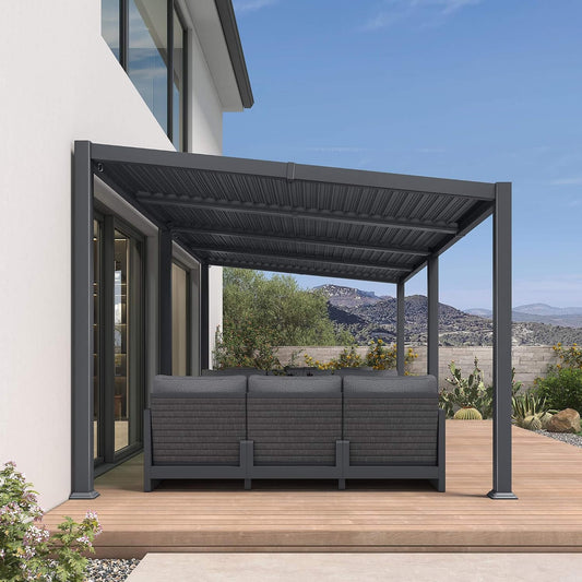 [10X20FT] Alora Modern Louvered Aluminum Pergola With Sloped Roof (SAK12034)
