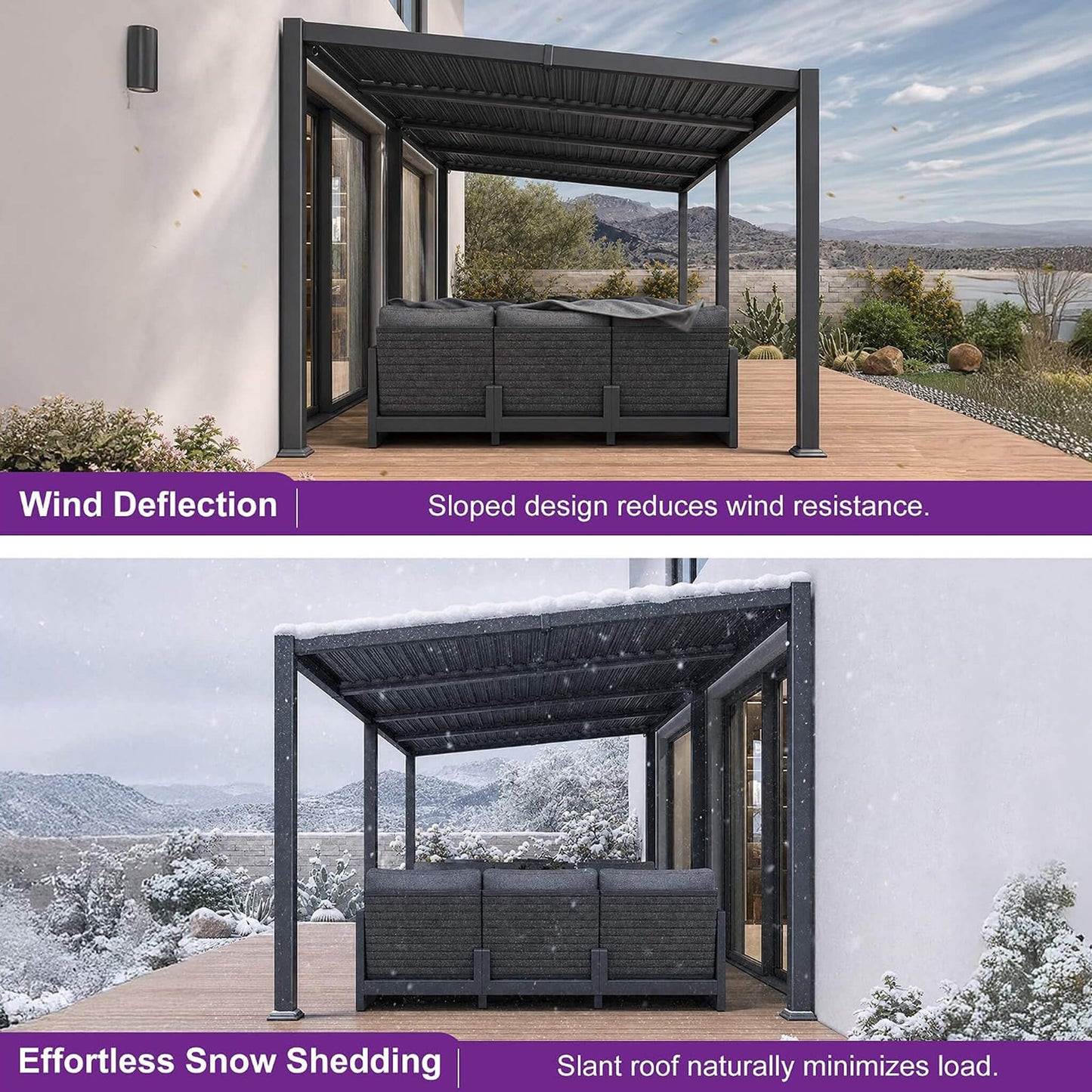 [10X20FT] Alora Modern Louvered Aluminum Pergola With Sloped Roof (SAK12034)