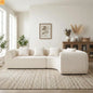 Sectional Sofa Curved L-Shape High-Density Foam White 4 Seat 110 In