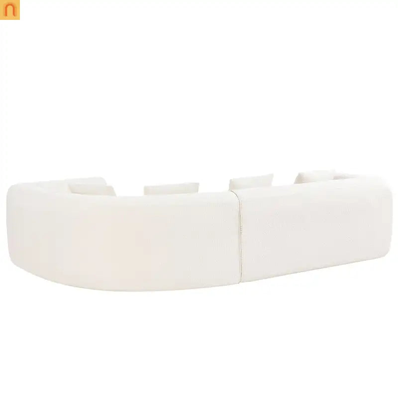 Sectional Sofa Curved L-Shape High-Density Foam White 4 Seat 110 In