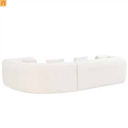 Sectional Sofa Curved L-Shape High-Density Foam White 4 Seat 110 In